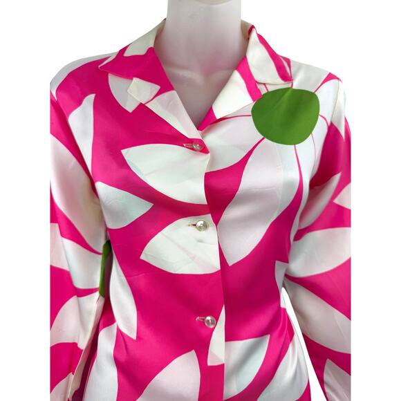 1960's PHIL ROSE OF CALIFORNIA pink and green daisy blouse - Picture 3 of 9